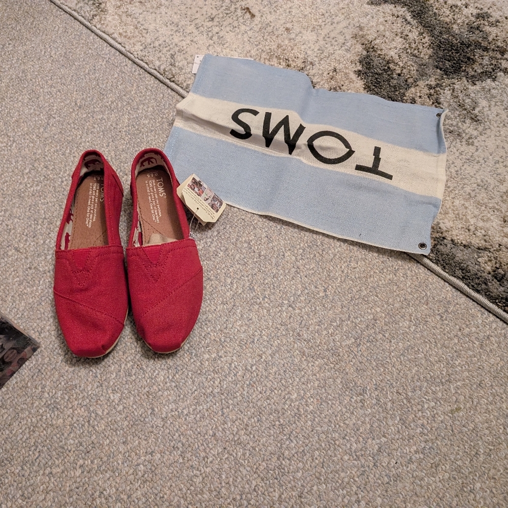 TOMS Vibrant Red Slip-On Shoes